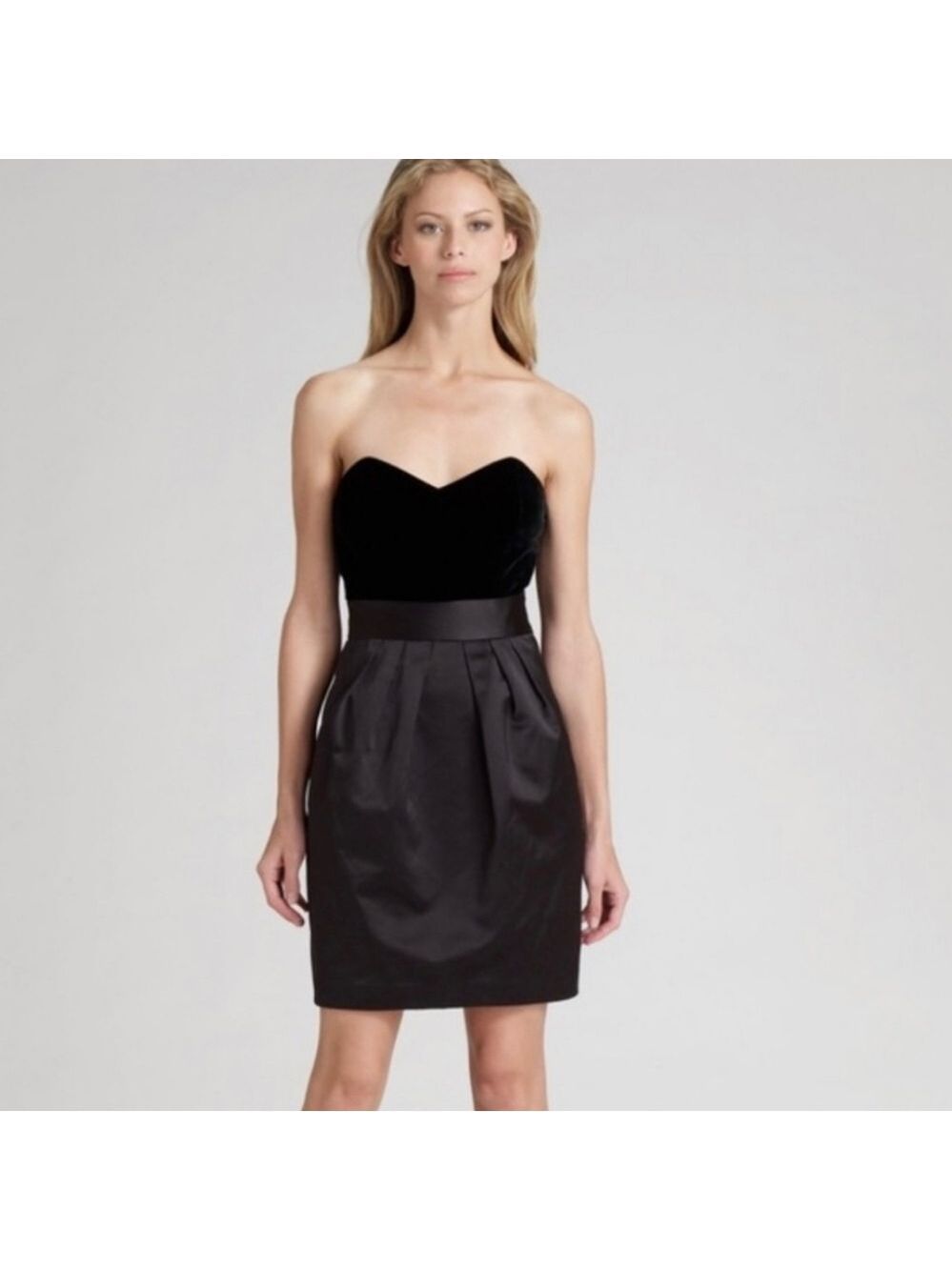 NWT Theory Chanesa Velvet & Silk Dark Brown Strapless Dress, Size 12 - Picture 1 of 17